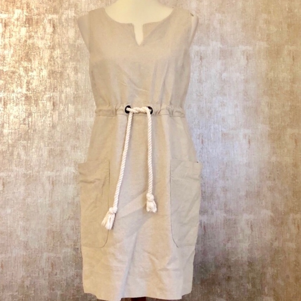Anthropologie MAEVE Flaxen Shimmer Linen Dress